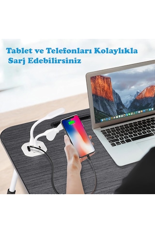 Laptop Sehpası Usbli Yatak Masası Mdf Laptop Masası Çalış