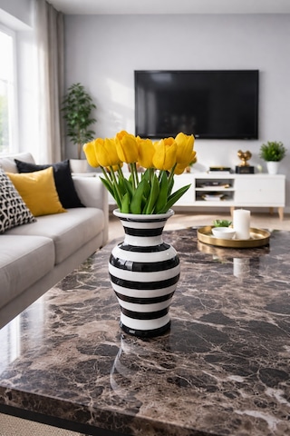 Dekoratif Obje - Feri Vazo Siyah Zebra Desen Dekoratif Obje - Feri Vazo Siyah Zebra Desen