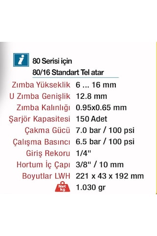Meite 8016 Ln Uzu Burun Zımba Tabancası