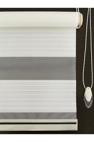 Geniş Pilise Krem Zebra Perde Krem