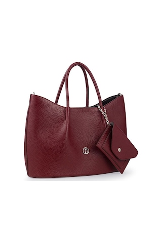 Bilik Deri Logo Detaylı Bordo Kadın El Çantası Riv 147-r Bordo