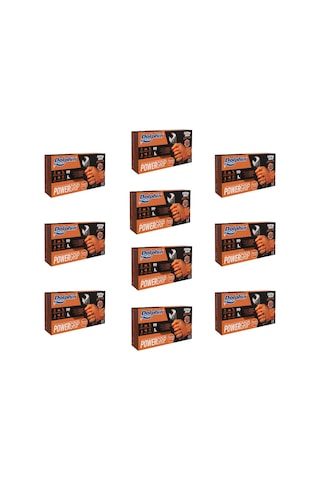 Dolphin Nitril Powergrip Ekstra Kalın Elmas Dokulu Eldiven Turuncu Large Büyük Boy - 50'li 10 Paket