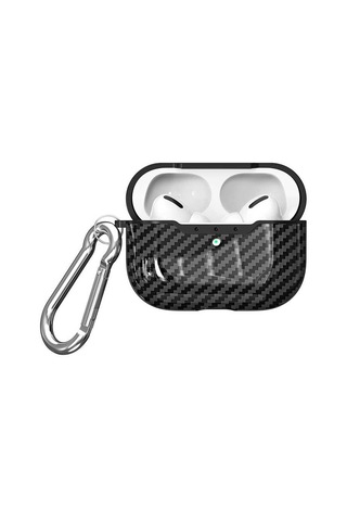 Maks Technology Apple Airpods Uyumlu Pro Kılıf Karbon Fiber Görünümlü Askı Aparatlı Airbag Darbe Emici Maks Koruyucu Kapak Koyu Yeşil