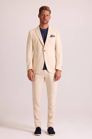 Ysf Erkek Bej Takım Elbise Keten Slim Fit Sivri Yaka Bej