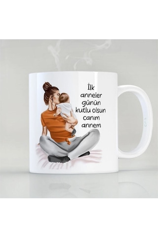 Yeni Anne Ilk Anneler Günü Anneye Hediye Özel Kupa Bardak Beyaz