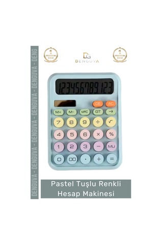 Hesapmakinesi Estetik Pastel Ergonomik Ofis Okul Fonksiyonel Büyük Ekran Tuşlu Renkli Hesap Makines Diğer
