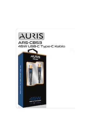 Auris ARS-CB53 45 W Usb-c To Usb-c Hasır Işıklı Şarj Kablosu 1 M