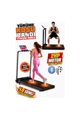 KB800 Koşu Bandı Katlanabilir Titreşim Modlu 2HP Sessiz Motor %9 Eğim Uzaktan Kumandalı Bluetooth