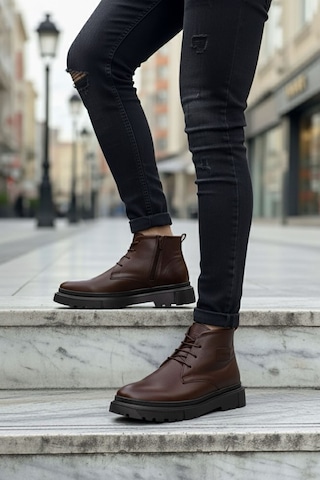 Big King Hakiki Deri Erkek Yarım Bot Kahverengi