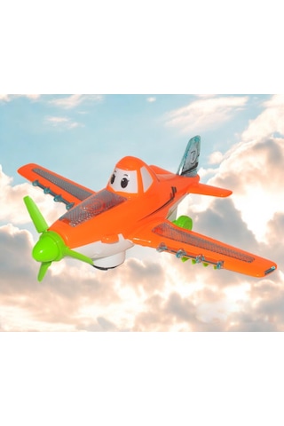 Led Işıklı Sesli Hareket Eden Çarpınca Dönen Canlı Renkli Model Oyuncak Uçak Yürüyen Uçak 26 Cm.