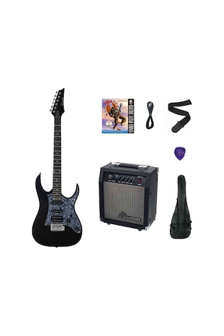 Strauss Esh-22 Bk Elektro Gitar Hss - Siyah Set Anfi-softcase-askı-tel-kablo-pena