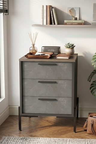 Yurudesign Vista C Ofis Keson Metal Ayaklı Kahve-Beton-Antrasit V