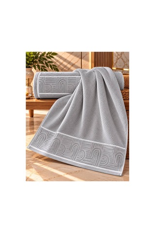 Jakarlı Büyük Boy Banyo Havlusu Premium Sıkı Dokuma %100 Organik Pamuk 90x150 Cm Gri - 945284492 Gri