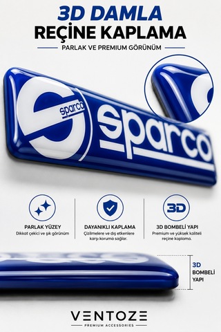 Sparco Damla Etiket 3d Reçine Logo Sticker Oto Araç İçi Dekoratif Aksesuar 6x1,5 Cm