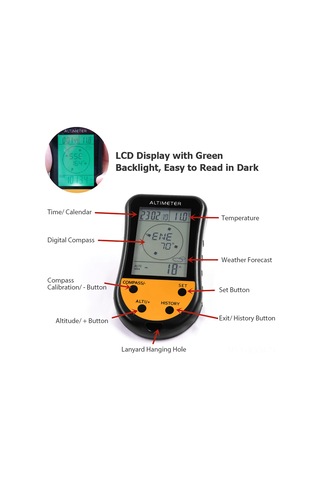 Kosona 8 Fonksiyonlu Dijital Yükseklik Ölçer - Pusula, Hava Tahmini, Termometre Ve Barometre İle Outdoor Aktivite Aleti