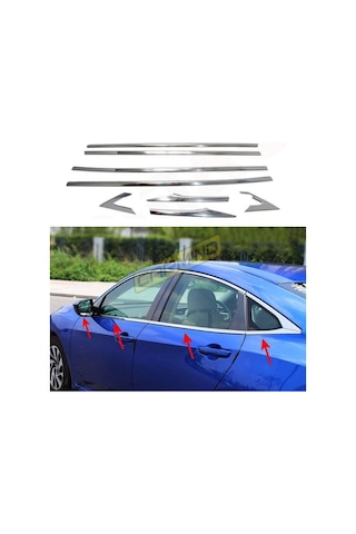 Honda Civic Fc5 Krom Cam Çerçevesi Set 2016 Sonrası 8 Parça