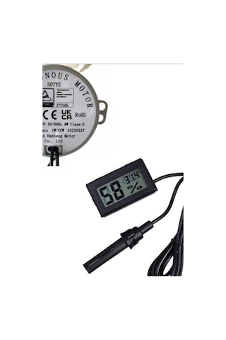Kuluçka Motoru 50 Tyz 10/12 Rpm Viyol Çevirici Ve Problu Dijital Nem Sıcaklık Ölçer Seti Bx-316163