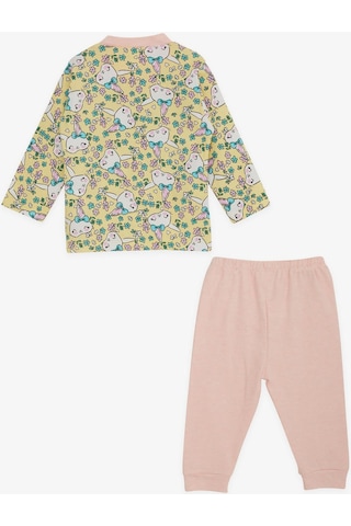 Breeze Kız Bebek Pijama Takımı Çiçek Desenli Tavşancık Baskılı 4 Ay-1 Yaş, Sarı-sarı Sarı