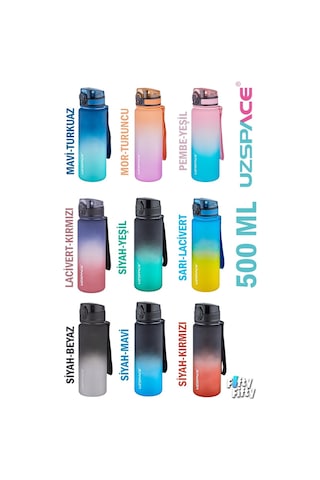 Uzspace FiftyFifty 500ml Çift Renk Softtouch FF Collection Tritan Su Matarası