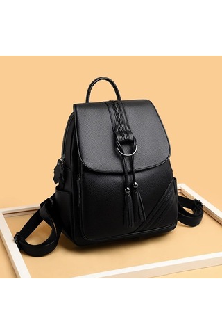 Lichen Püskül Kadın Sırt Çantaları Tasarımcı Yüksek Kaliteli Siyah