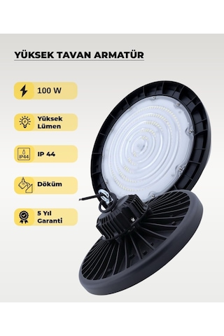 Yüksek Tavan Armatür 100w - 4000k Günışığı Siyah
