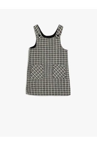 Koton Jile Elbise Mini Cepli Yuvarlak Yaka Beyaz Ekose 5wmg80019aw Beyaz