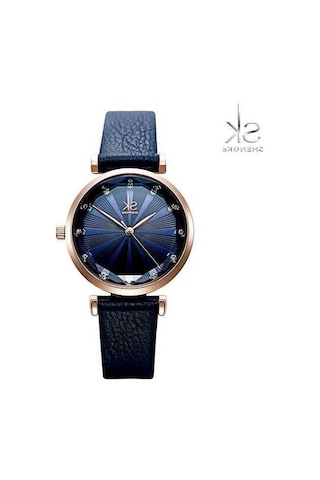 Novahub Shengke Mavi Deri Kayış Kuvars Kadın Saatleri, Yaratıcı Arama Kol, 29.5mm Yuvarlak Kadran, 3atm Su Geçirmez, Moda Ve Casual, Relogio Feminino Gümüş