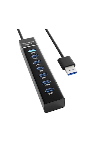 Primex Px-3017 Usb Hub, 7 Port Usb 3.0 Çoklayıcı, Usb Çoklayıcı Siyah, 7 Port Usb Hub