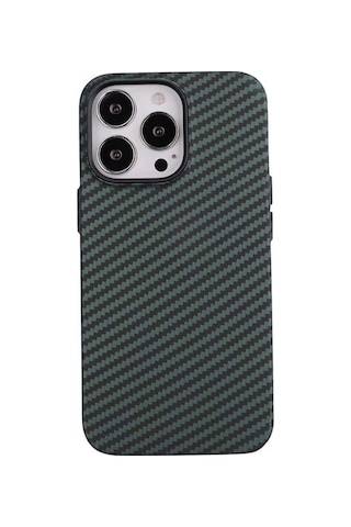 Apple Uyumlu iPhone 13 Pro Kılıf Karbon Fiber Tasarımlı Zore Karbono Kapak Koyu Yeşil