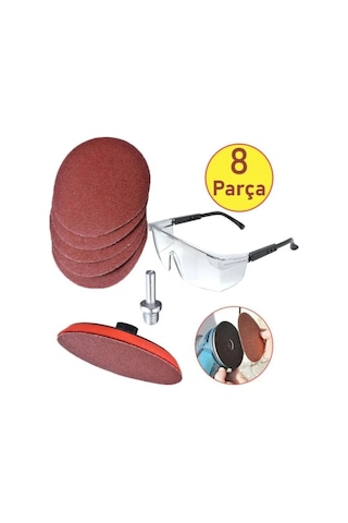 Ugr Cırt Zımpara Seti Matkap Aparatı Gözlük 115 Mm 8 Parça