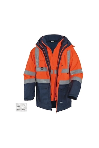 Glp Oxford 5+1 Reflektörlü Içi Çıkmalı Kışlık Parka Mont Turuncu Lacivert Turuncu - Lacivert