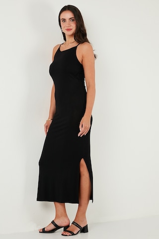 Lela Slim Fit Yırtmaç Detaylı Midi Boy Bayan Elbise 5866224 Siyah