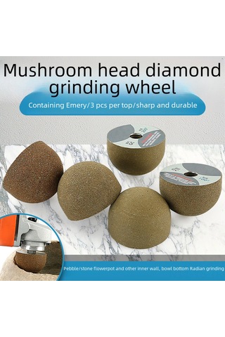 Yunboo Küçük Mantar Kafalı Elmas Zımpara Taş, Porselen, Çanak Yapımı İçin İç Bükey Yuvarlak Taban Zımparalama Aleti 200 İnce