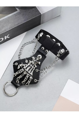 Tevdı Kainiş Ucu Ve Halka İle Kolyesiz Bileklik Gotik Tarz Hediye 198497939 Siyah