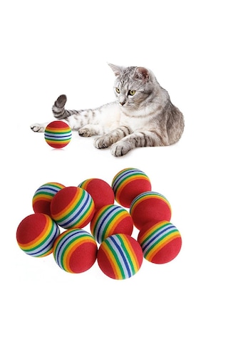 3lü Gökkuşağı Sünger Kedi Köpek Çiğneme Oyun Topu 4,2 Cm 5691
