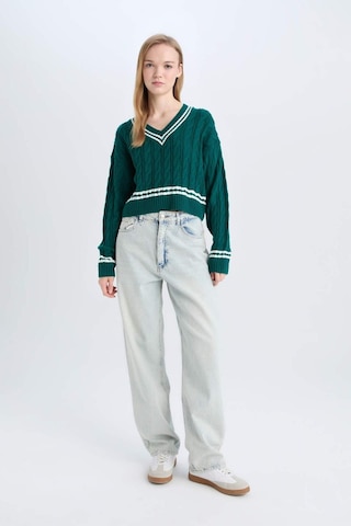 DeFacto Coool Regular Fit V Yaka Saç Örgülü Çizgili Triko Kazak C7321AX24WNGN953