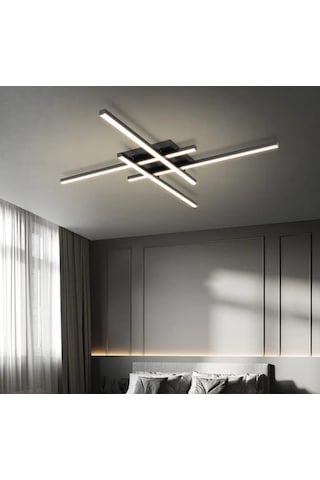 Siyah Led Tavan Lambası 3000K Sarı Işık Avize Modern Aydınlatma