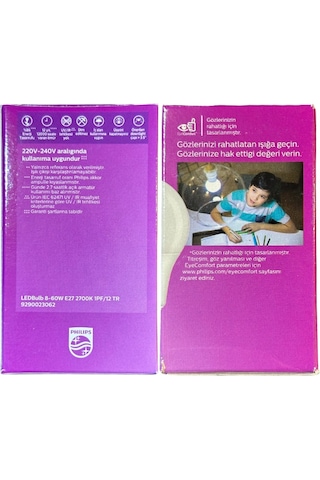 Philips 8w 60w 2700k Sarı Işık E27 Duylu Klasik Led Ampul 2 Adet