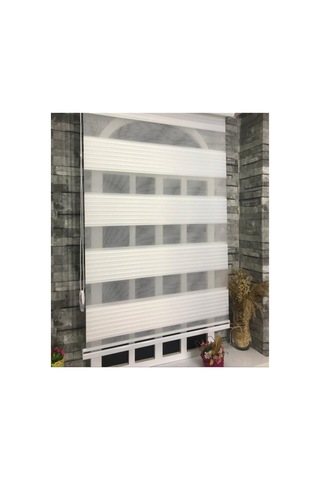 Pliseli Zebra Stor Perde Ekru Kırık Beyaz Ithal Bambu Güneşlik Alüminyum Kasa