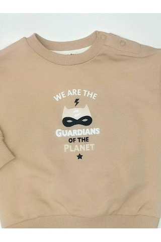 Çikoby Erkek Bebek Guardians Yazılı Sweatshirt-14868 Bej