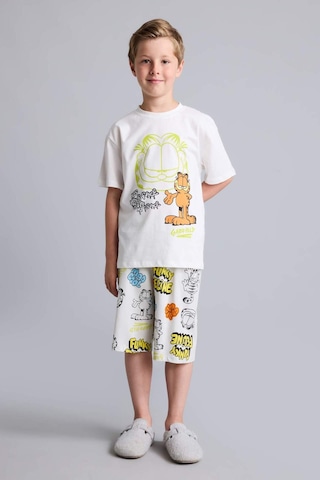 Defacto Garfıeld Lisanslı Regular Fıt 2li Beyaz Pijama Takımı Erkek Çocuk H8146a826hswt34 Beyaz-wt34