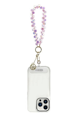 Guess Lisanslı 4g Metal Logolu Kristal Taşlı Telefon Bilek Askı Zinciri Pembe Pembe