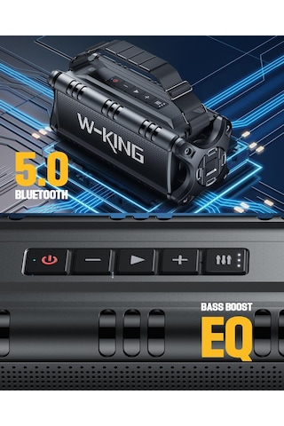 W-kıng D8-1 Bluetooth Hoparlör, 90w Ultra Bass Boombox, 40 Saat Çalma Süresi, Ipx6 Suya Dayanıklı, K