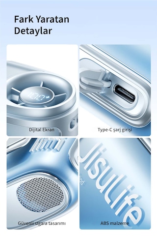 Jisulife Neckfan Life 5 Boyun Fanı & El Fanı & Bel Fanı 5000 Mah