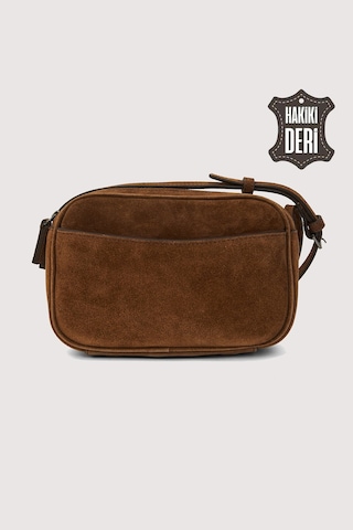 Hakiki Deri Kadın Çapraz Omuz Çantası Taba Süet Smr8975 Taba Süet