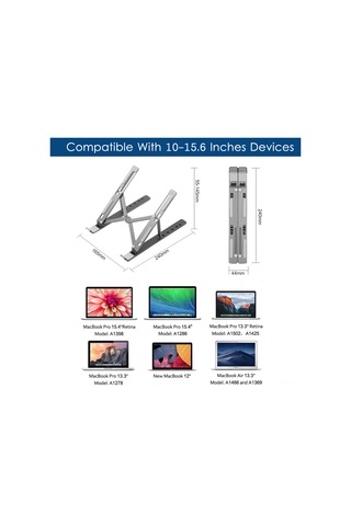 Qingmipy Alüminyum 6 Seviye Yükseklik Ayarlanabilir, Taşınabilir Katlanabilir, Soğutma Özelliği, 10-15.6 İnç Bilgisayar/tablet İçin Destek, Siyah