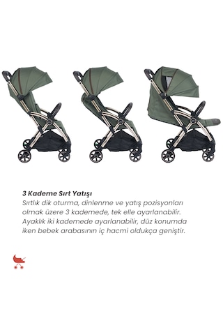 Merkür Bebe Ruby Otomatik Katlanan Kabin Boy Bebek Arabası Yeşil