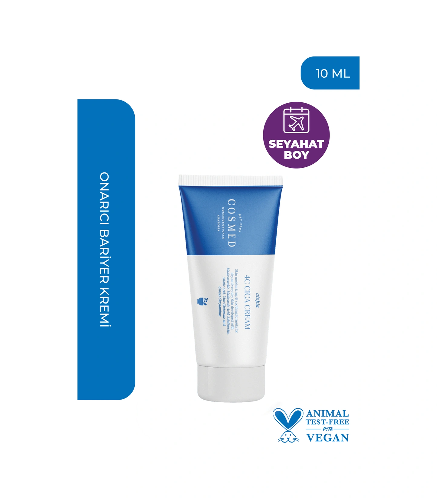 Cosmed Atopia 4c Cica Centella Cream-hasar Görmüş Ciltler Için Yatıştırıcı Onarıcı Bariyer Krem 10 ml