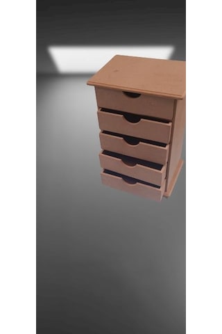 Hobi Dekoratif Takı Şifonyeri 5 Çekmece Model Ham Ahşap Mdf El Yapımı
