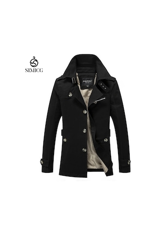 Erkek İnce Günlük Ceket Erkek Orta Boy Rüzgarlık Ceket Siyah